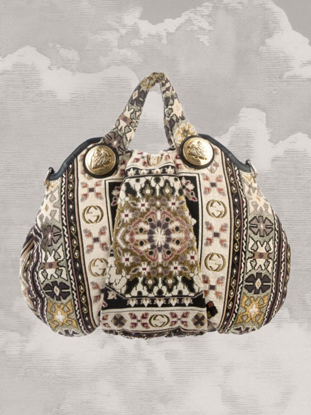 GUCCI Runway Babouska Hysteria 2008 Carpet Bag Crossbody Embroidered Tapestry